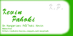 kevin pahoki business card